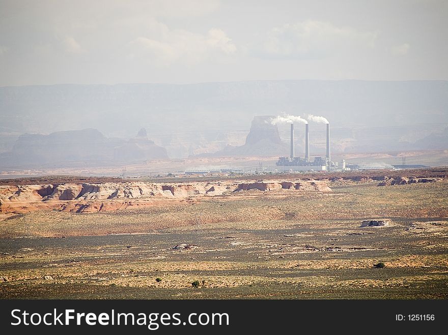 Air pollution from the power plant at Page, Arizona. Air pollution from the power plant at Page, Arizona