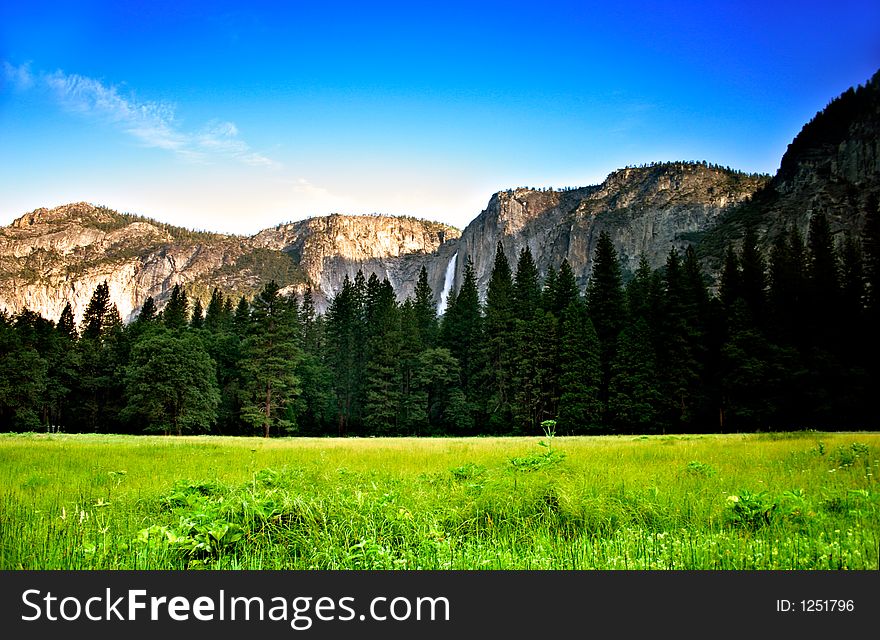 The Yosemite Valley in Yosemite National Park, California. The Yosemite Valley in Yosemite National Park, California