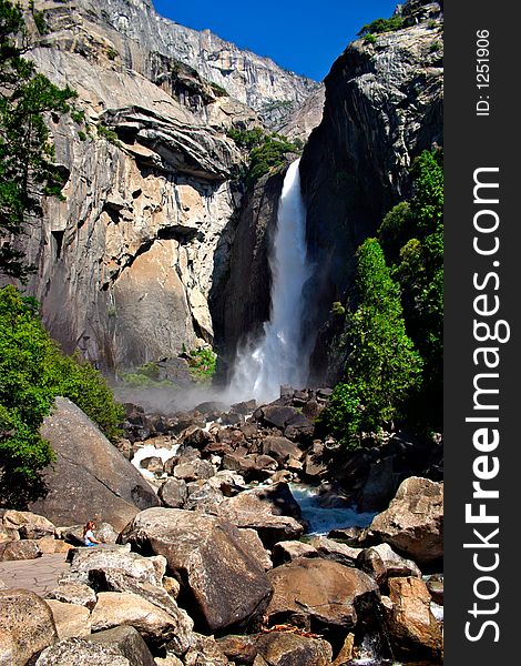 Yosemite Falls is the highest measured waterfall in North America. Located in Yosemite National Park in the Sierra Nevada mountains of California, it is a major attraction in the park, especially in late spring when the water flow is at its peak. Yosemite Falls is the highest measured waterfall in North America. Located in Yosemite National Park in the Sierra Nevada mountains of California, it is a major attraction in the park, especially in late spring when the water flow is at its peak.