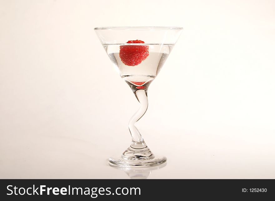 Raspberry Martini with raspberry dropped in