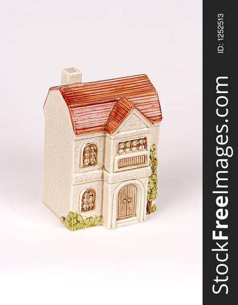 Isolated View of Ceramic House Piggy Bank. Isolated View of Ceramic House Piggy Bank