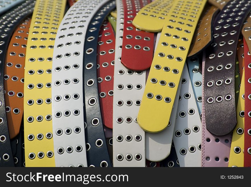 A variety of belts very colorful abstract. A variety of belts very colorful abstract