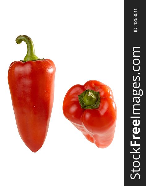 Fresh glossy tastefull peppers perfectly isolated, ready for designers use. Fresh glossy tastefull peppers perfectly isolated, ready for designers use