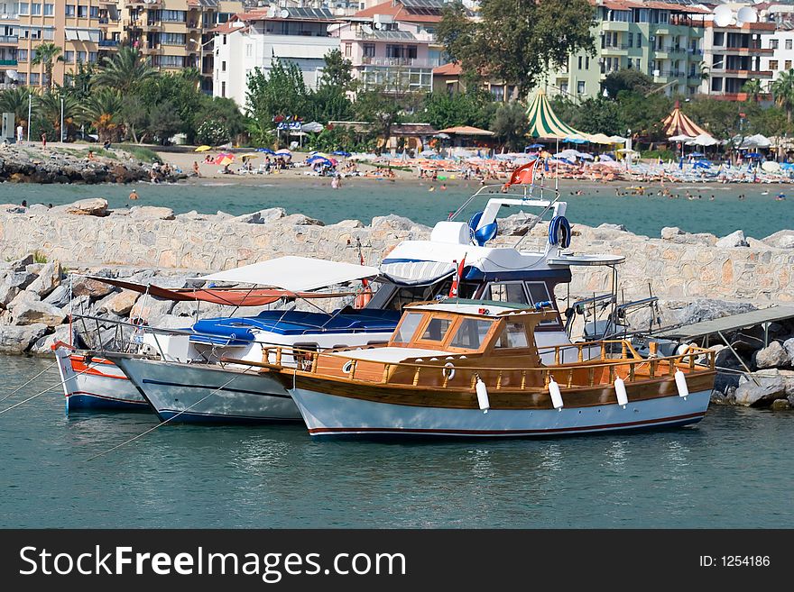 Boats docked in the harbour