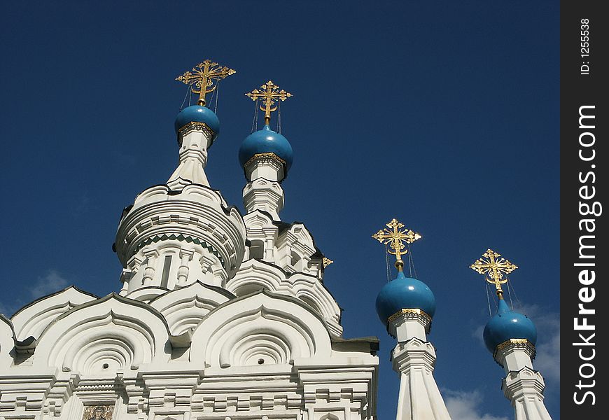 Domes of orthodox church in Moscow