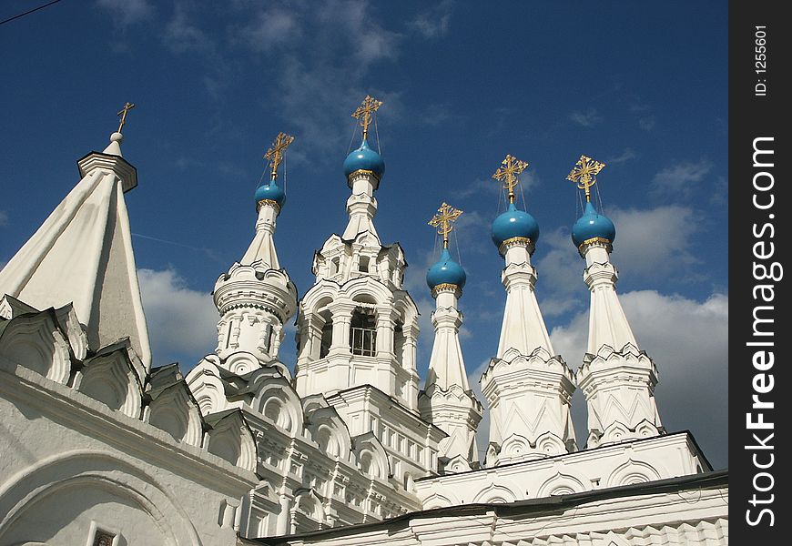 Domes of orthodox church in Moscow