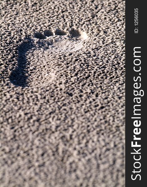 Sand footprint at the beach. Sand footprint at the beach