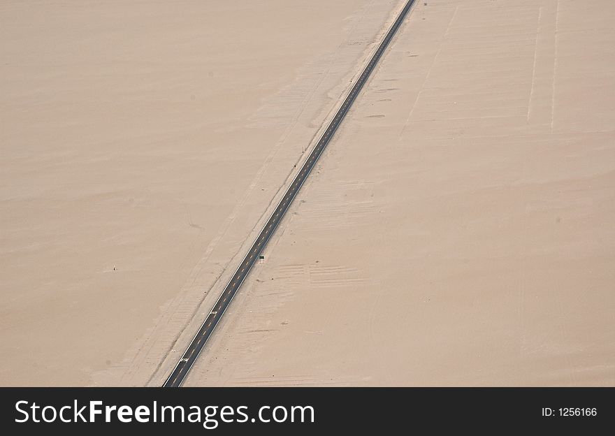 straight road through the desert in Chile, latin America, taken from above