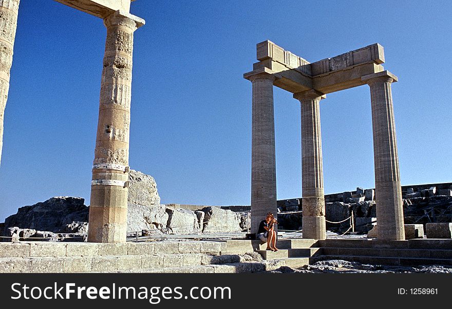 Acropolis pillars  at Lindos, Rhodes