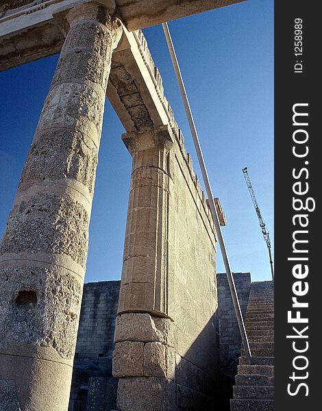 Acropolis pillars  at Lindos, Rhodes