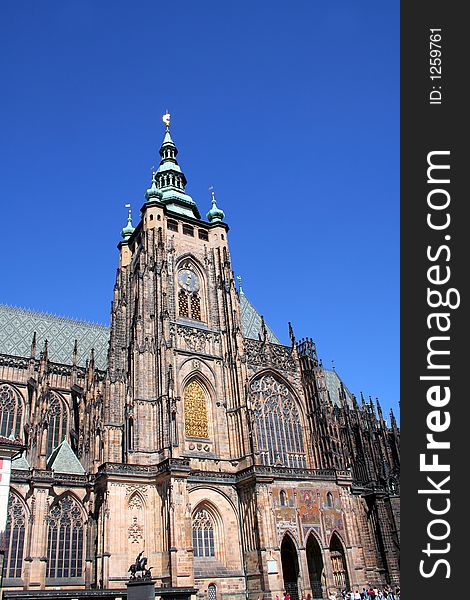 Saint Vitus cathedral on the grounds of Prague castle. Saint Vitus cathedral on the grounds of Prague castle