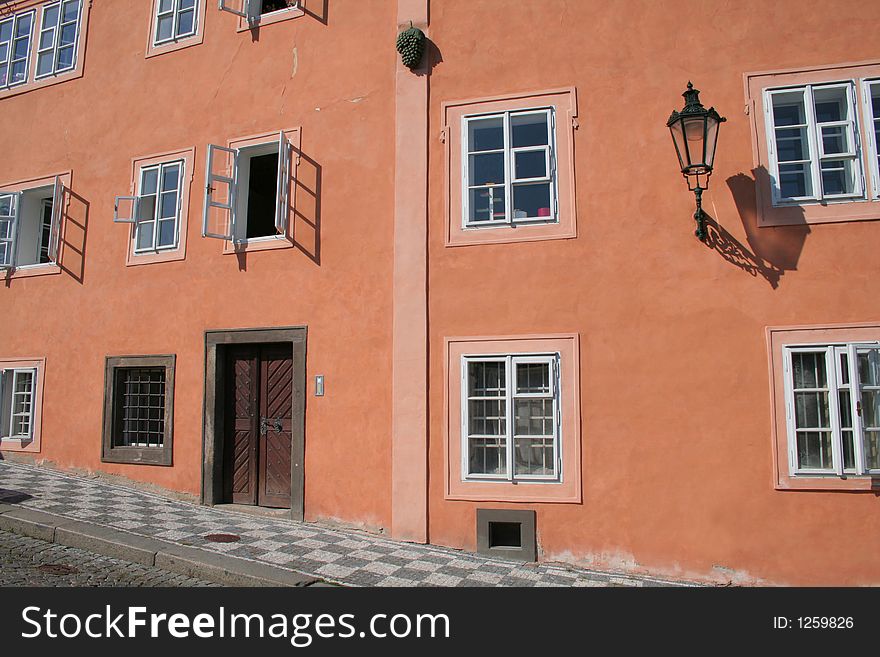 Lovely rustic orange apartment building. Lovely rustic orange apartment building