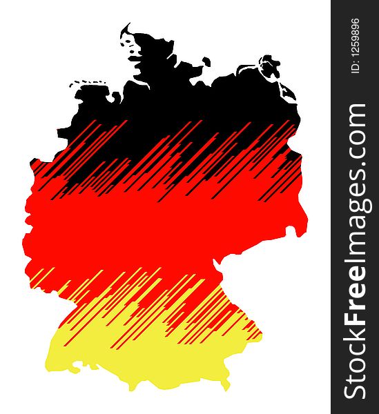 Abstract map of germany isolated on white background, colors of germany: black, red, gold. Abstract map of germany isolated on white background, colors of germany: black, red, gold