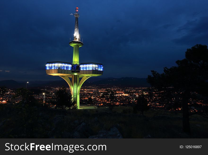 Landmark, Sky, Tower, Night