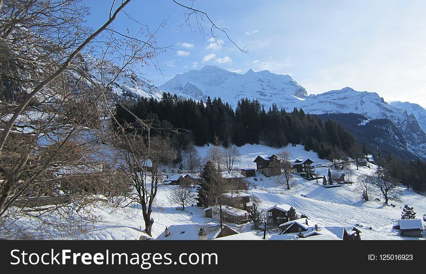 Winter, Mountain Range, Mountainous Landforms, Snow