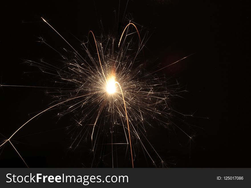 Sparkler, Fireworks, Darkness, Light