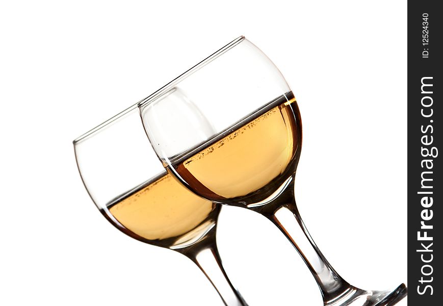 Wine glasses with white wine