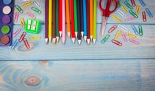 School Supplies. A Place For An Inscription. Back To School. Royalty Free Stock Photos