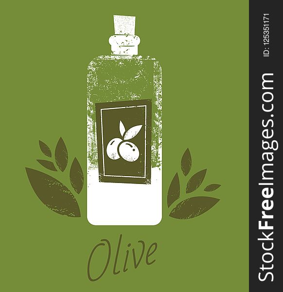 Hand drawn vector illustrations olive oil bottle. Background