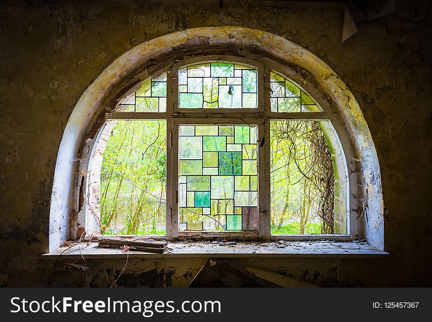 Window, Arch, Wall, Glass