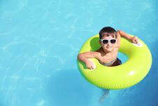 Little Boy With Inflatable Ring Stock Photos