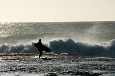Surfer Silhouette Stock Image