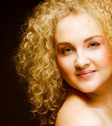 Blonde With Curly Hair Royalty Free Stock Photography