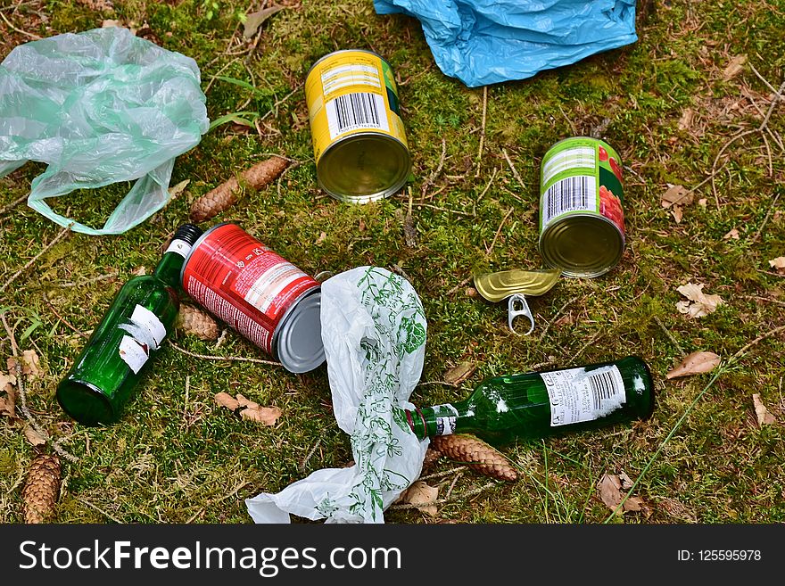 Litter, Grass, Waste, Plastic