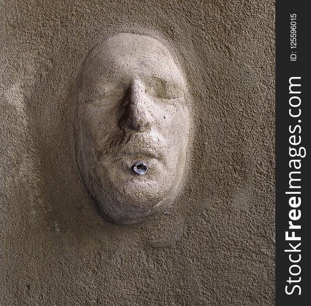 Stone Carving, Head, Close Up, Rock