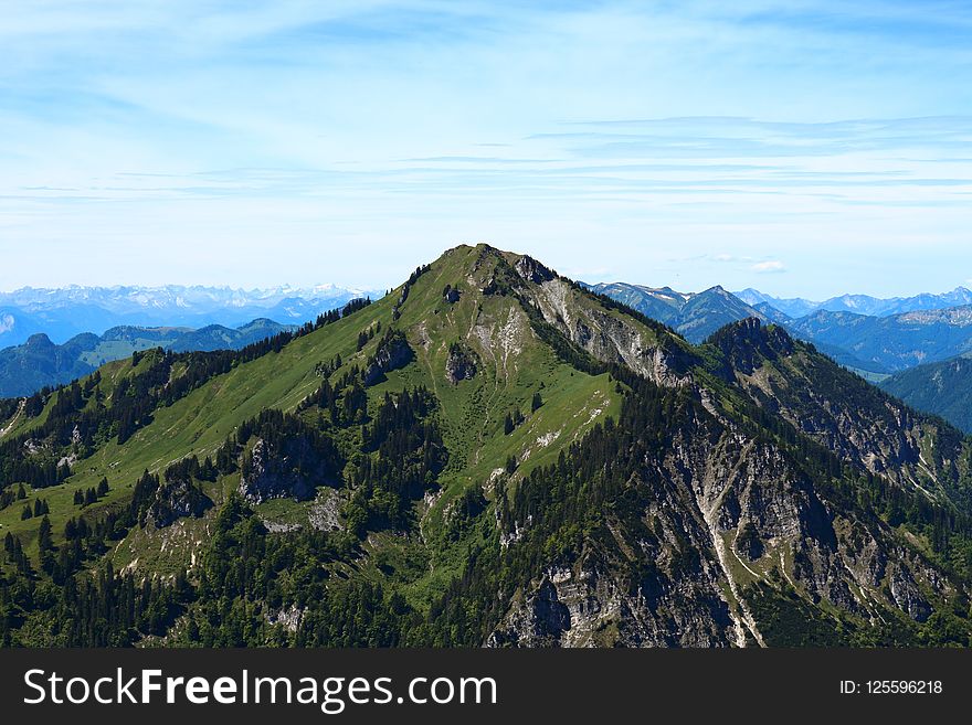 Mountainous Landforms, Mountain, Ridge, Sky