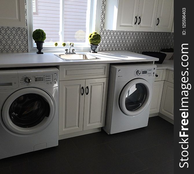 Laundry Room, Major Appliance, Washing Machine, Clothes Dryer