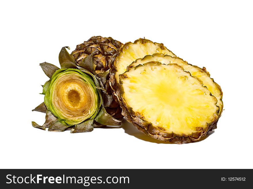 Cut into slices pineapple on a white background. Cut into slices pineapple on a white background