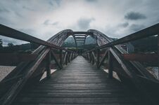 The Wooden Bridge. Bridge Across The River Stock Photography