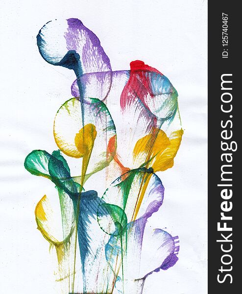 Art Design Flower Abstract Hand watercolor painting on paper. Art Design Flower Abstract Hand watercolor painting on paper.