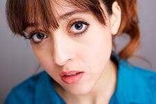 Close Up Beautiful Young Woman With Big Eyes Royalty Free Stock Photo