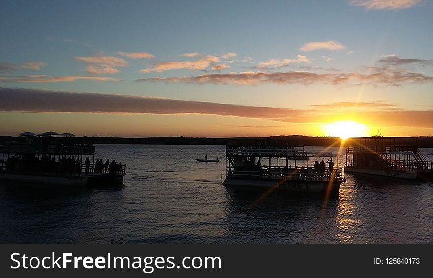 Sky, Sunset, Horizon, Waterway