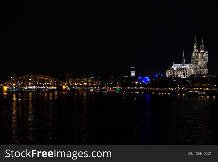 Reflection, Night, Body Of Water, City