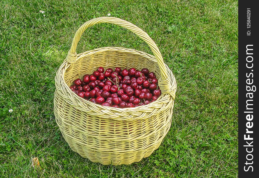 Fruit, Basket, Produce, Grass