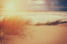 Natural Landscape, Storm Over A Sea And Sand Dune, Beauty Of Nature Royalty Free Stock Images