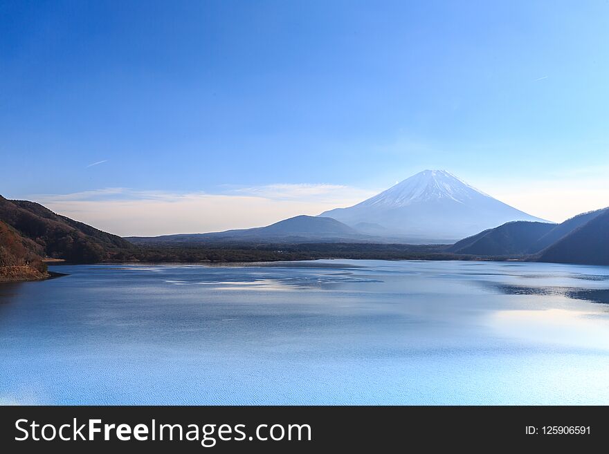 Mountain Fuji with Motosu lake