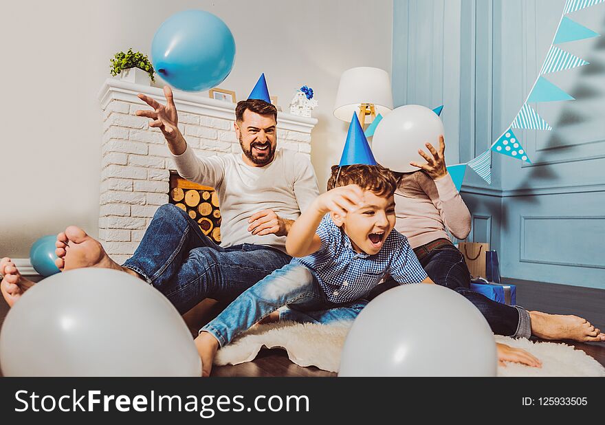 Gay Joyful Family Going Crazy During Party