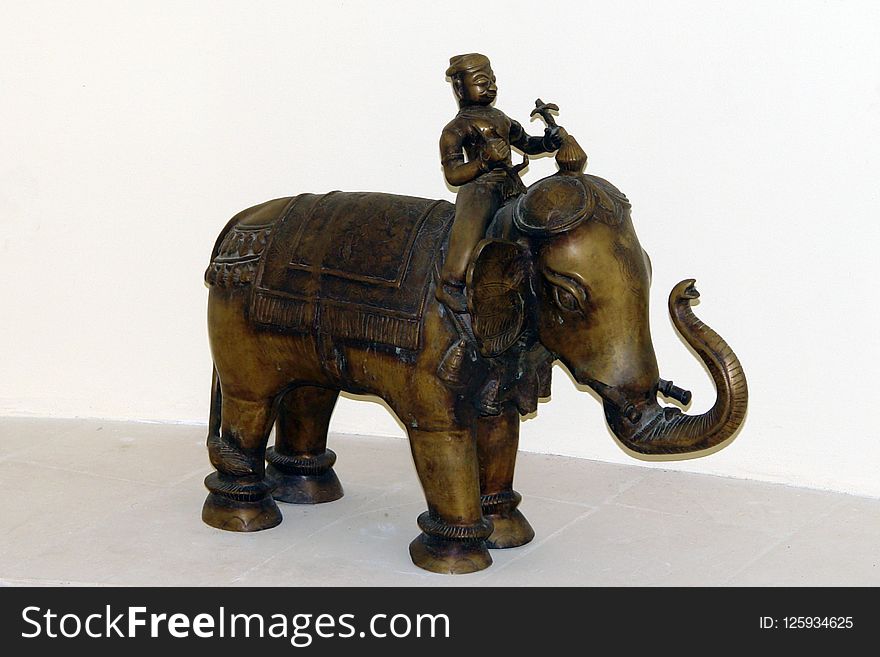 Elephants And Mammoths, Indian Elephant, Metal, Sculpture
