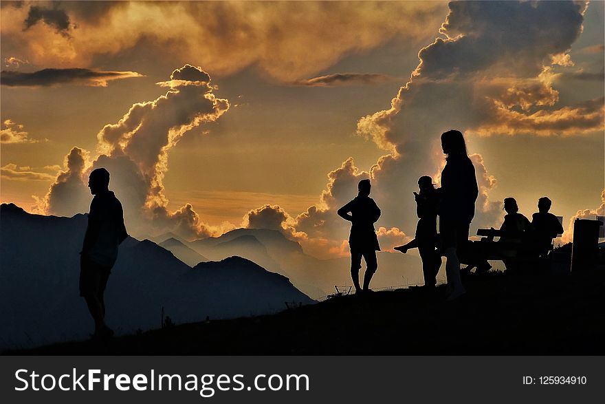 Sky, Cloud, Sunrise, Silhouette