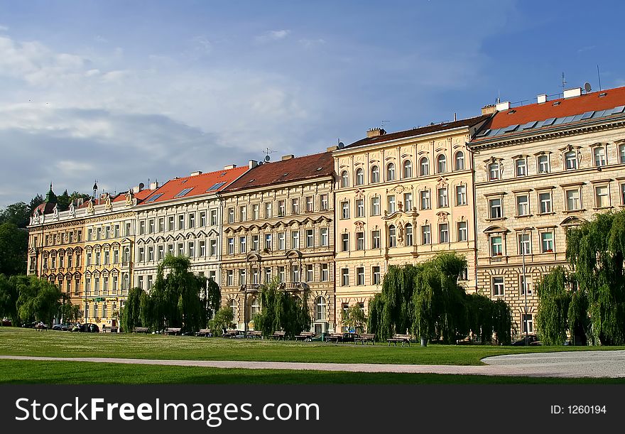 Some terrace houses at Prague old town, Czech