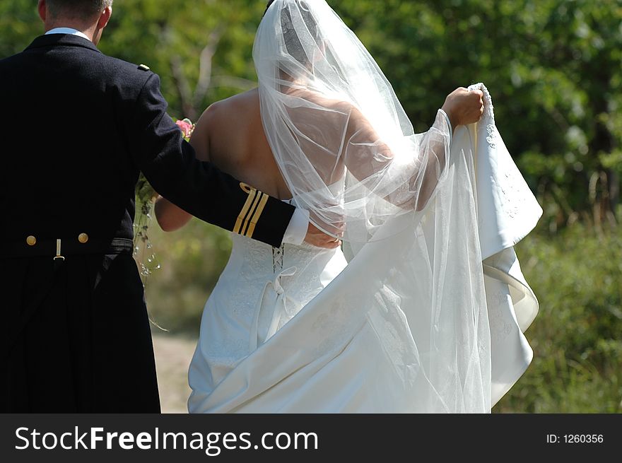 Holding the dress