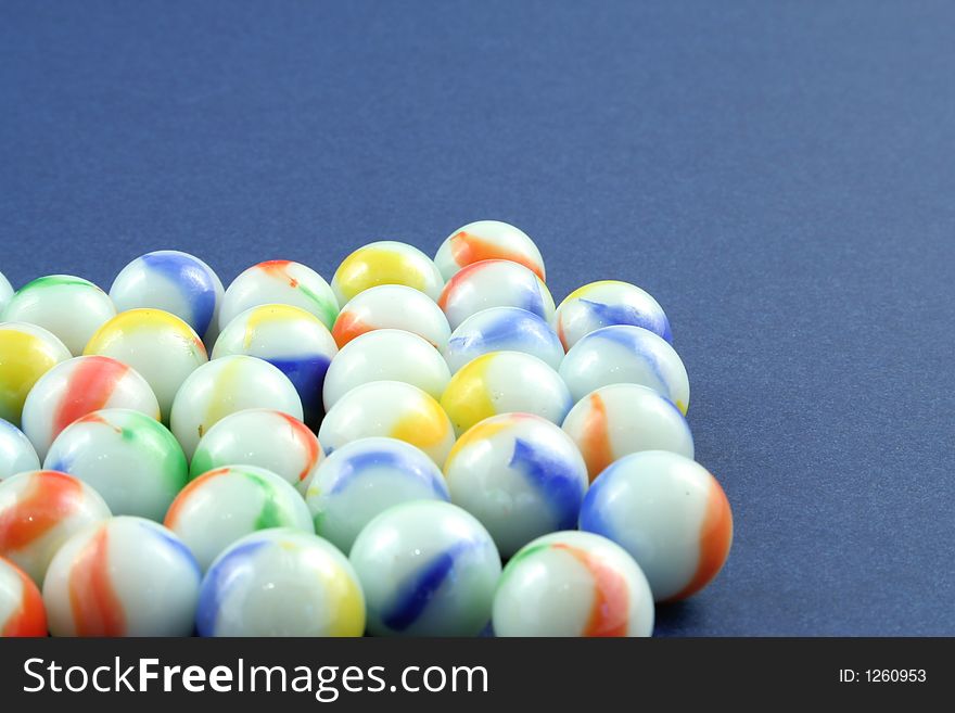 Marbles on a blue background