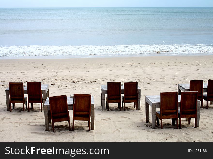 Seaside beach resort with umbrella stand. Seaside beach resort with umbrella stand.