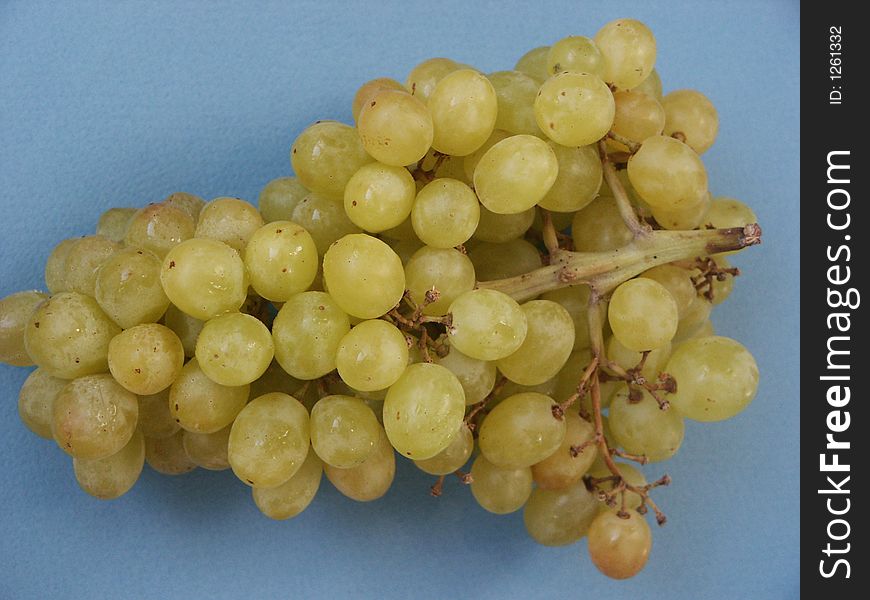 White grapes on a blue background