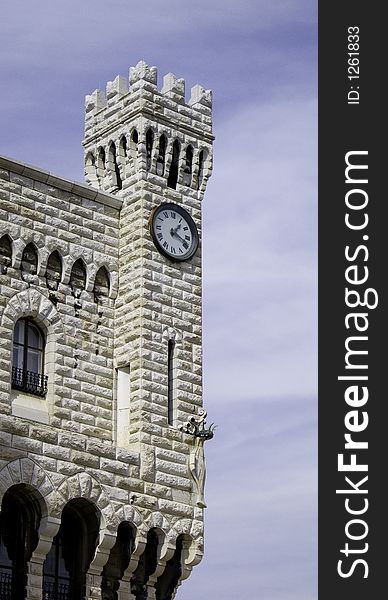 Ancient clock tower of the palace of Monaco. Ancient clock tower of the palace of Monaco