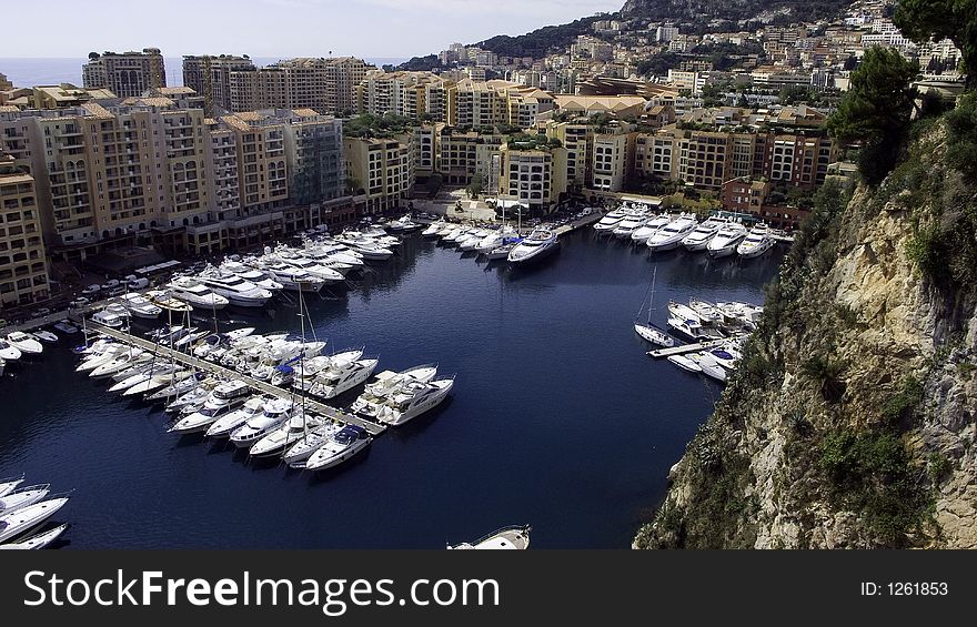 Luxury motor yacht port of Fontvieille in Monaco. Luxury motor yacht port of Fontvieille in Monaco